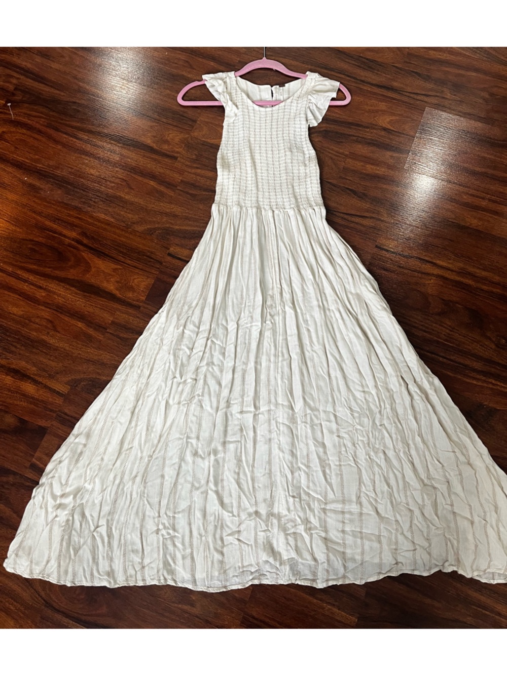 Free People Women's Ivory Sleeveless Smocked Maxi Dress - Picture 3 of 8